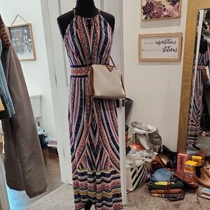 London Style Striped Multicolor Maxi Dress